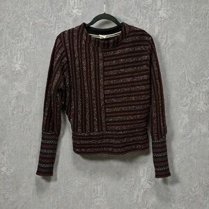 Anthropologie Burgundy and Black Knit Top
